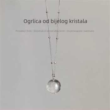 Ogrlica od S925 srebra s prozirnim bijelim kristalnim privjeskom, privjesak za ključnu kost, nježna luksuzna elegancija