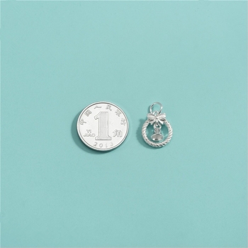 Privjesak — mašna zvončić od srebra S925, za DIY narukvicu/lanac, Thai srebro, glatka završnica, zimsko izdanje 2024