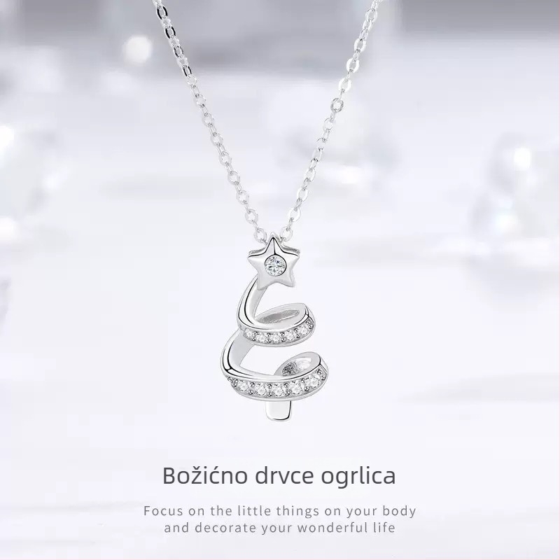 Ogrlica od srebra 925, križni lanac, božićni stil, duljina 41–50 cm, težina 1,9 g