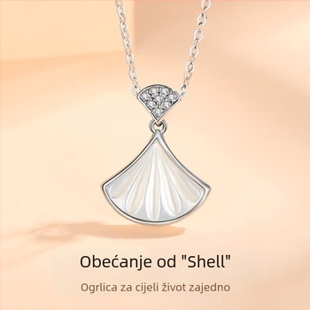 Ogrlica od srebra 925 s privjeskom u obliku lista, O-link lanac, stil laganog luksuza