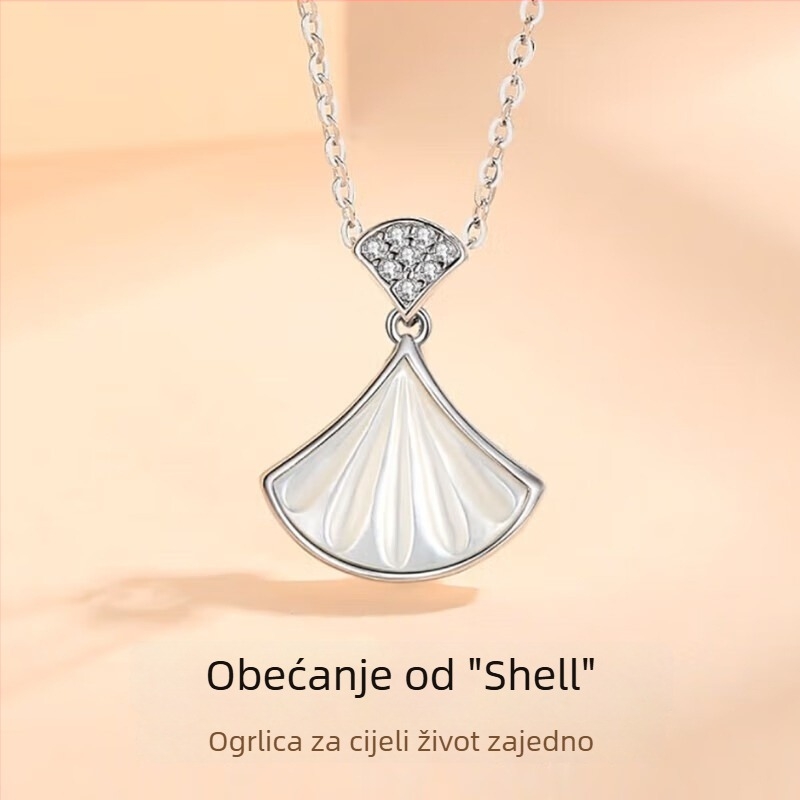 Ogrlica od srebra 925 s privjeskom u obliku lista, O-link lanac, stil laganog luksuza