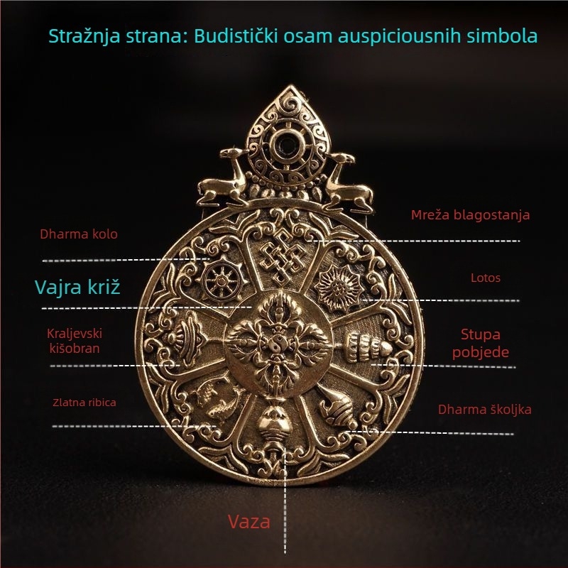 Rotirajući privjesak Manjushri Nine Palace Bagua, od mesinga, za lančić i ključeve, za muškarce i žene
