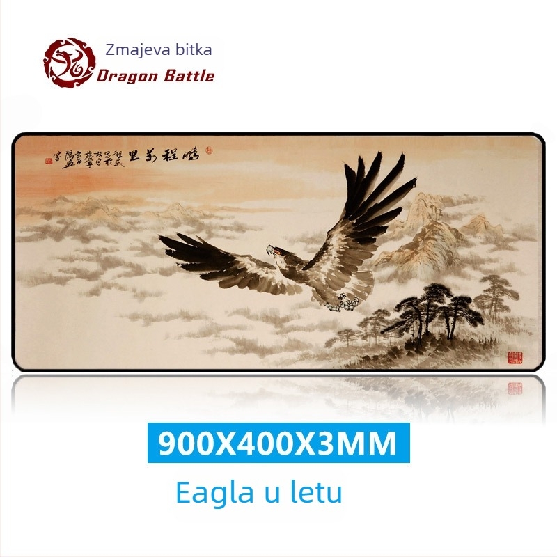 Podloga za miš u starinskom stilu, ekstra velika stolna podloga, kineski dizajn s pejzažom, debela, protuklizna, pejzažni motiv, velika veličina, podrška zapešća