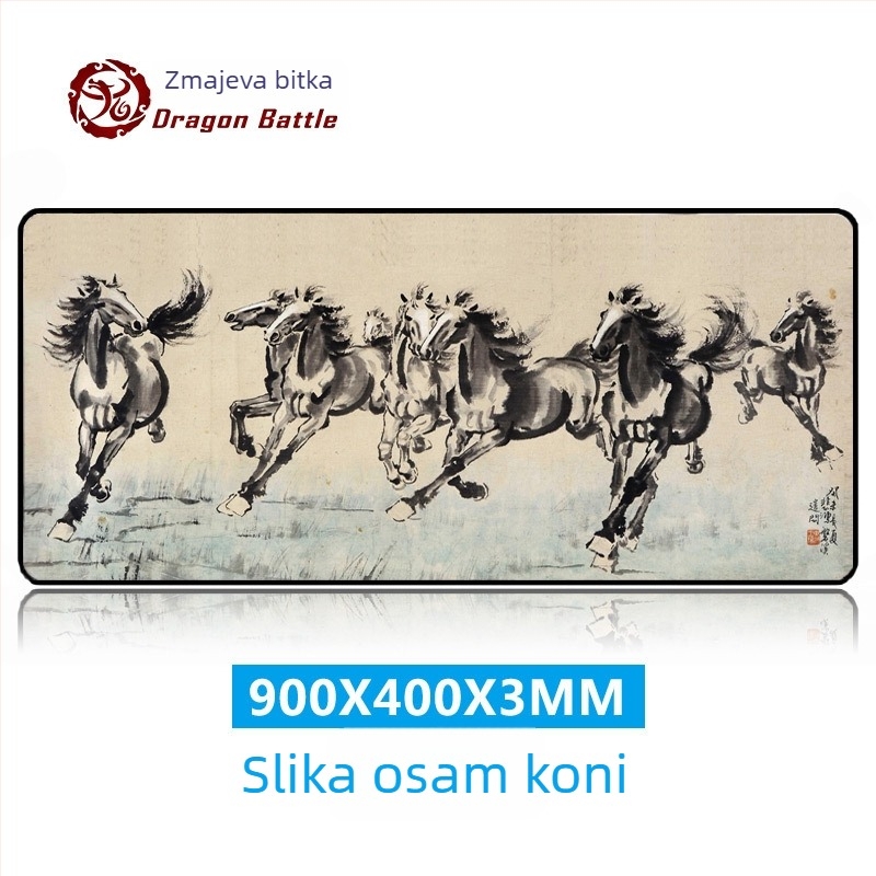 Podloga za miš u starinskom stilu, ekstra velika stolna podloga, kineski dizajn s pejzažom, debela, protuklizna, pejzažni motiv, velika veličina, podrška zapešća