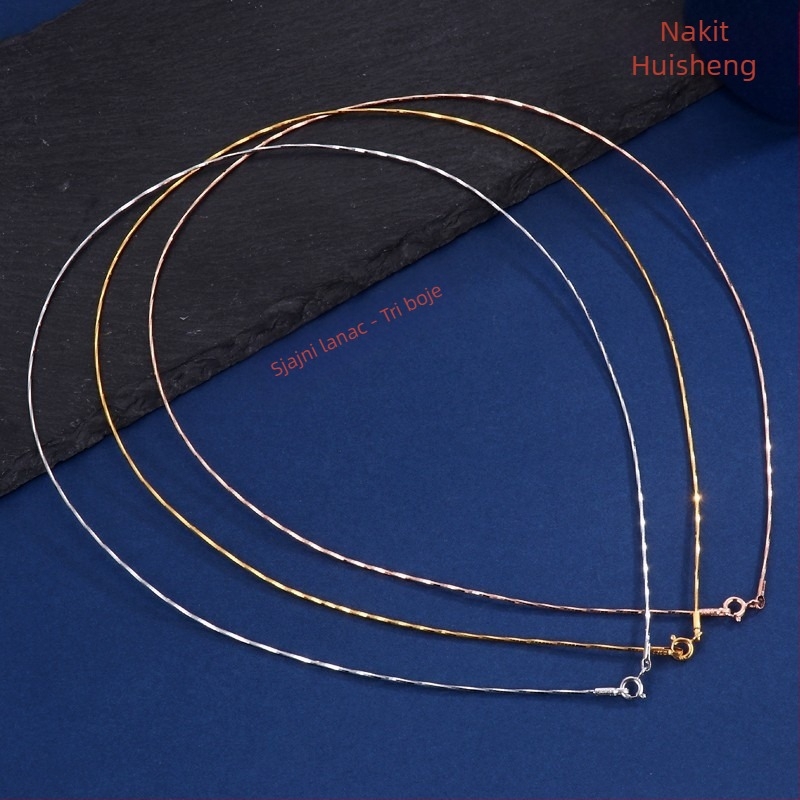 Ogrlica – 925 srebro, zmijski lanac, geometrijski dizajn, unisex