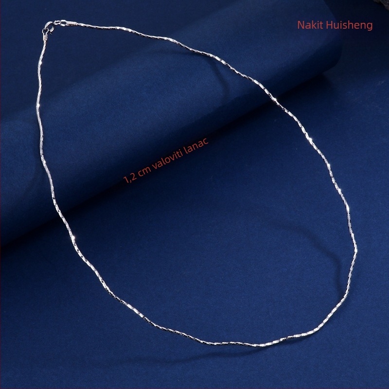 Ogrlica – 925 srebro, zmijski lanac, geometrijski dizajn, unisex