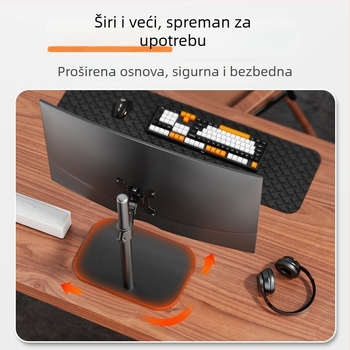 ABS stalak za monitor za stolna računala s konzolom, podesiva visina, rotacija, podna podrška