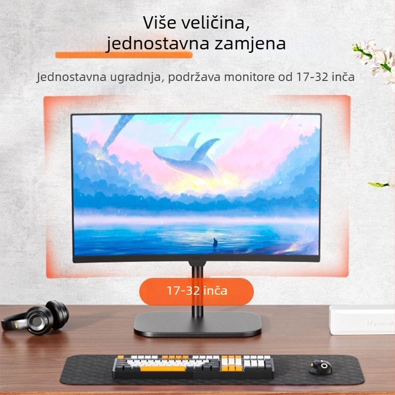 ABS stalak za monitor za stolna računala s konzolom, podesiva visina, rotacija, podna podrška