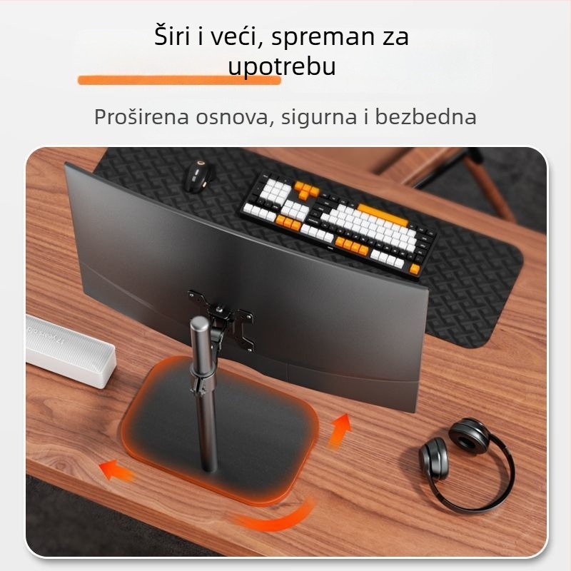 ABS stalak za monitor za stolna računala s konzolom, podesiva visina, rotacija, podna podrška