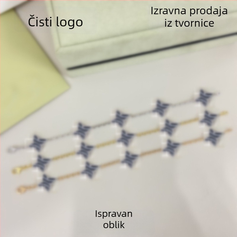 Ženska narukvica s četverolistom i pet cvjetova, dvostruka bijela perla površina, 18K ružičasto zlato klavikula lanac