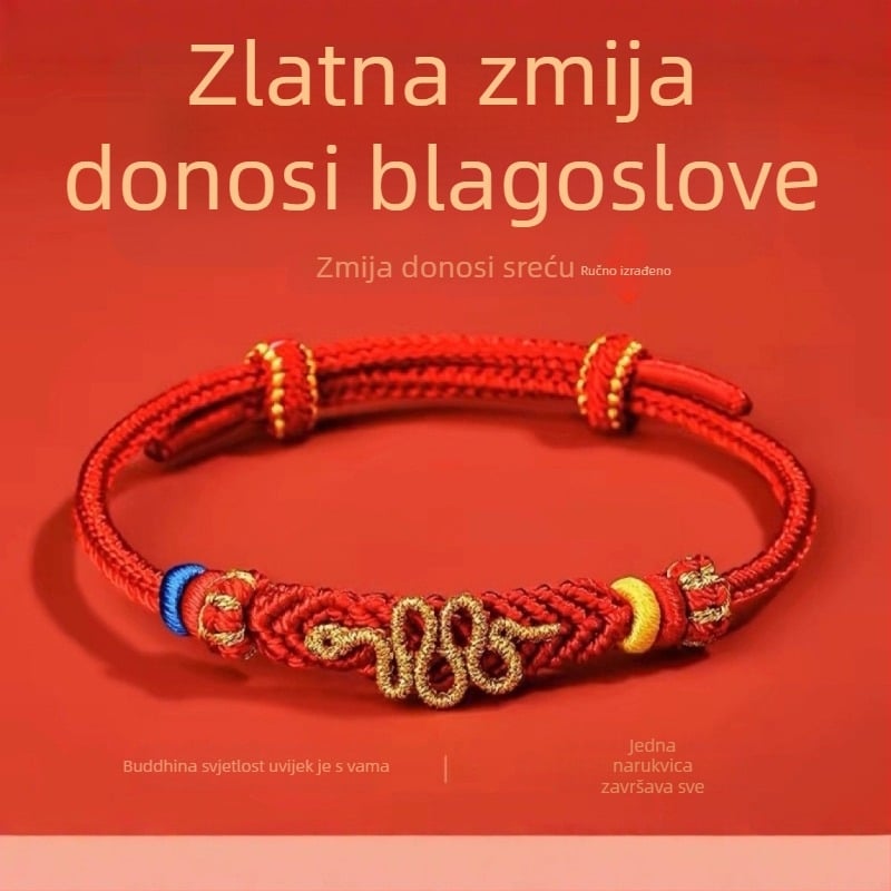 Narukvica od užeta, kineskog stila, unisex, proljeće 2025, ručno pletena