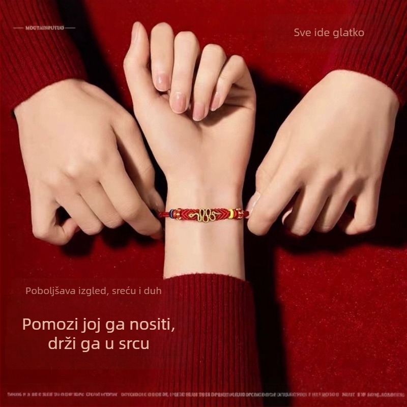 Narukvica od užeta, kineskog stila, unisex, proljeće 2025, ručno pletena