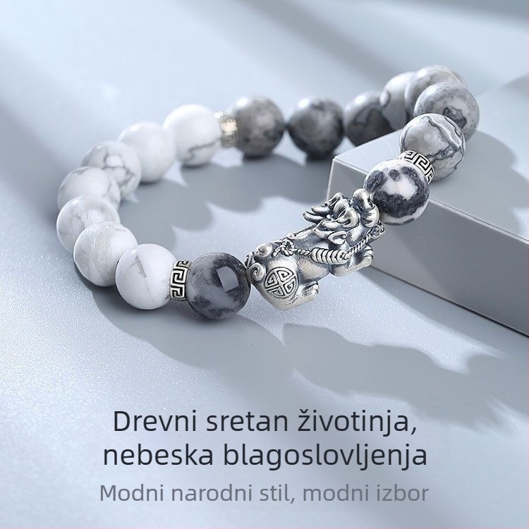 Narukvica od miješanih materijala, ručna izrada, muški modni dodatak