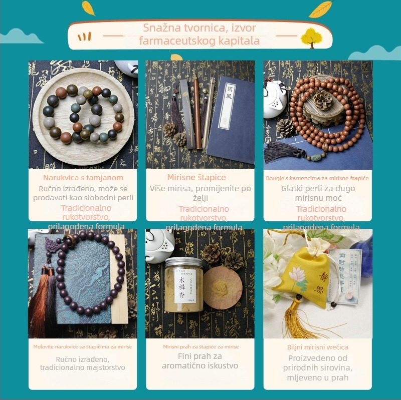 Narukvica tradicionalne kineske medicine s kuglicama od kineske ljekovite prašine, kineski stil, ručna izrada, prirodno i polirano, izlazi proljeće 2025