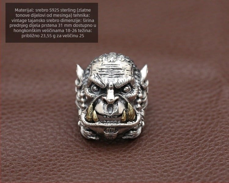Muški prsten Warcraft, tajsko srebro, bez ugradnje