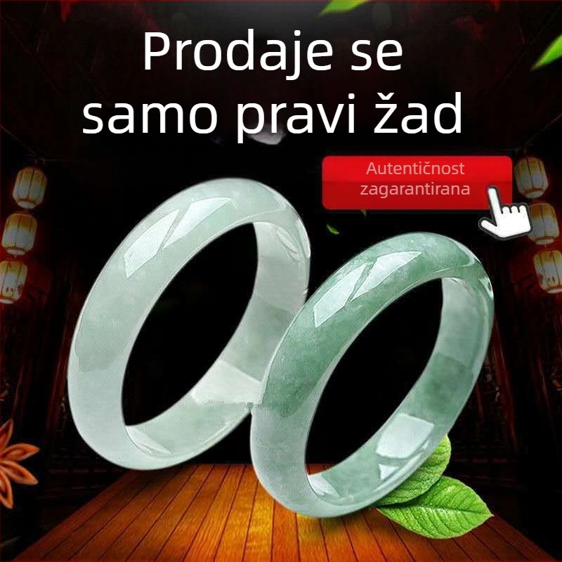 Prirodni nefritni narukvica za žene, svijetlozelena s uzorkom lebdećih cvjetova