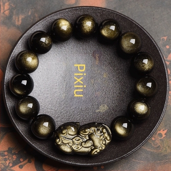 Narukvica od obsidijana High Crystal – polirana, unisex, minimalistički stil, motivi životinja/zodijak