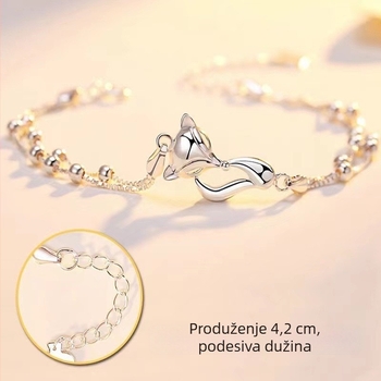 Ženski bakreni narukvica, elektropokrovljena površina, dizajn lisice (životinja/zodijak), izlazak jeseni 2024, poklon za putovanje ili spomen