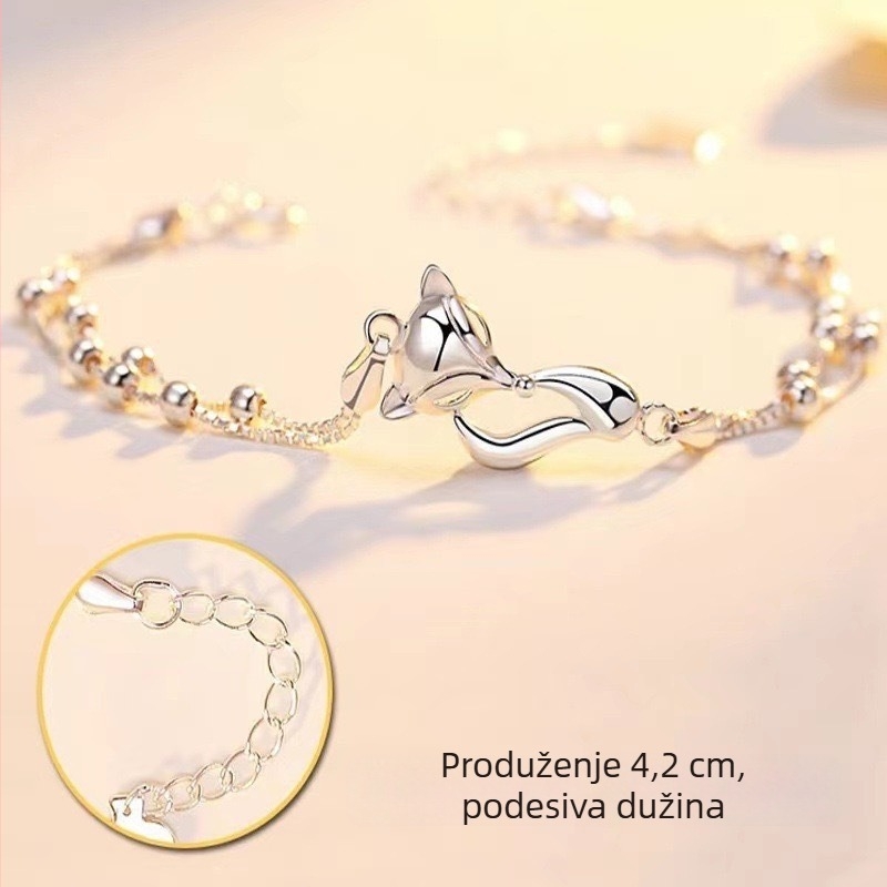 Ženski bakreni narukvica, elektropokrovljena površina, dizajn lisice (životinja/zodijak), izlazak jeseni 2024, poklon za putovanje ili spomen