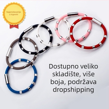 Silikonska antistatična narukvica s magnetom i negativnim ionima, stil za par, sportska narukvica s lancem od titan čelika