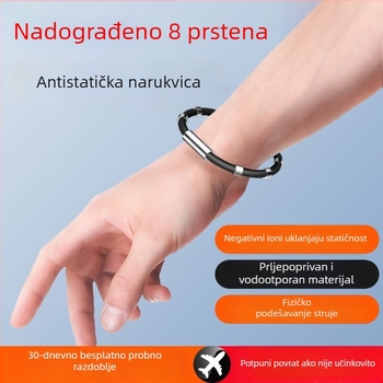 Silikonska antistatična narukvica s magnetom i negativnim ionima, stil za par, sportska narukvica s lancem od titan čelika