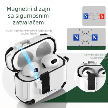 Kryt za AirPods Pro 3. generacije s magnetnom stalkom i zaključavanjem, kompatibilan s Pro 2 4. generacijom Apple Bluetooth futrola