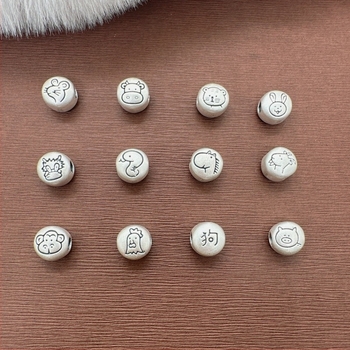 DIY dodaci za nakit - 3D srebrne zodijakalne razdjelne perle za narukvicu, ručna izrada, 99% srebro, Proljeće 2024, Silver Master Goldsmith