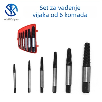 8-dijelni set alata za uklanjanje slomljenih vijaka iz slavina, trostrukih ventila i vodovodnih cijevi; visoko ugljična čelik; dimenzije 80×60 mm i 90×60 mm; za kućno mehaničko održavanje