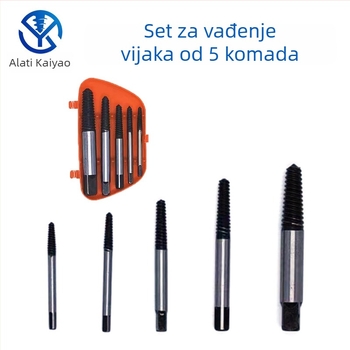 8-dijelni set alata za uklanjanje slomljenih vijaka iz slavina, trostrukih ventila i vodovodnih cijevi; visoko ugljična čelik; dimenzije 80×60 mm i 90×60 mm; za kućno mehaničko održavanje