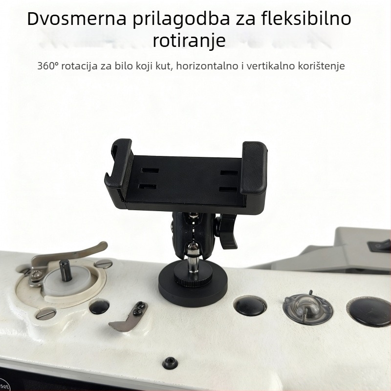 Univerzalni držač za telefon za šivaći stroj s magnetskim antivibracijskim učinkom, rotirajući za horizontalnu i vertikalnu orijentaciju, šivaći dodatak