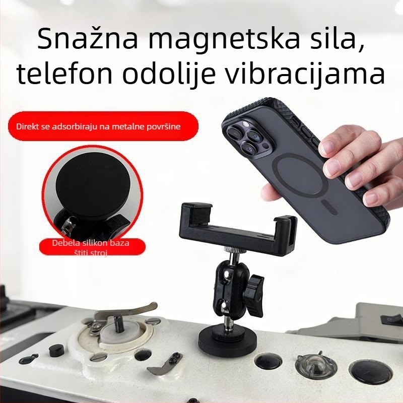 Univerzalni držač za telefon za šivaći stroj s magnetskim antivibracijskim učinkom, rotirajući za horizontalnu i vertikalnu orijentaciju, šivaći dodatak