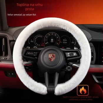 Navlaka za volan od pliša, Cool Car Jun, univerzalna kompatibilnost za većinu volana, za sve sezone, jednostavna instalacija