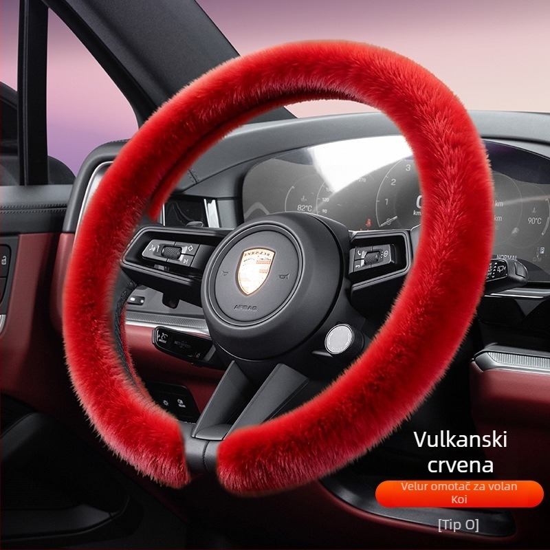 Navlaka za volan od pliša, Cool Car Jun, univerzalna kompatibilnost za većinu volana, za sve sezone, jednostavna instalacija