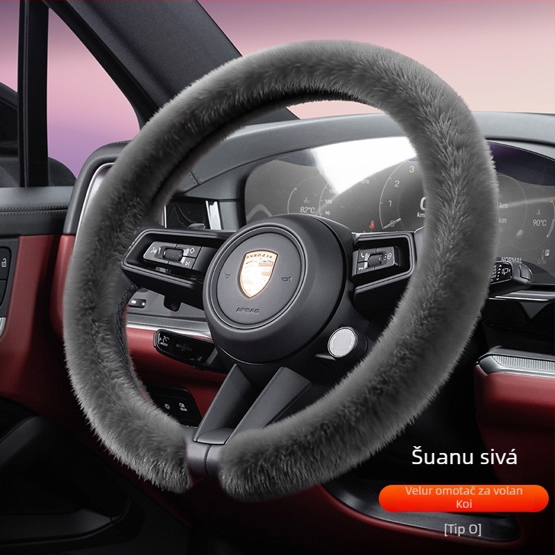 Navlaka za volan od pliša, Cool Car Jun, univerzalna kompatibilnost za većinu volana, za sve sezone, jednostavna instalacija