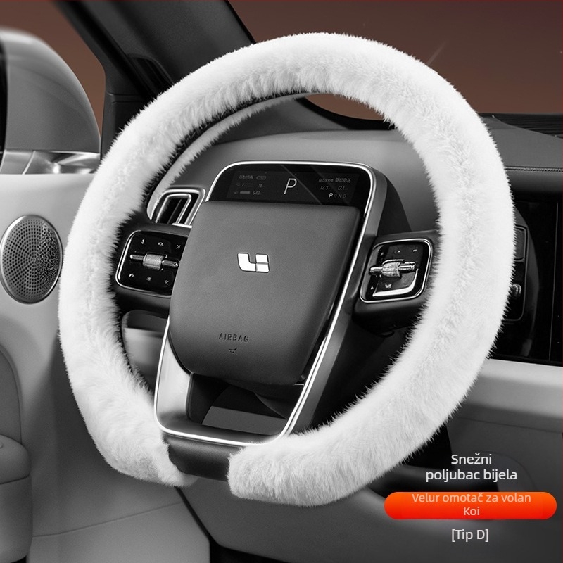 Navlaka za volan od pliša, Cool Car Jun, univerzalna kompatibilnost za većinu volana, za sve sezone, jednostavna instalacija