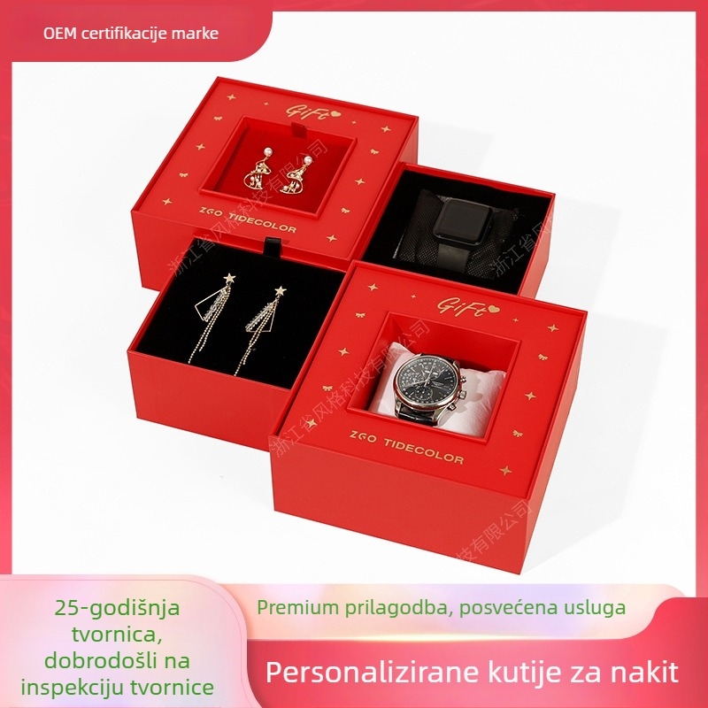 Prilagođena kutija za poklon nakita za naušnice, ogrlicu, narukvicu i sat — materijal: papir/karton, razina pakiranja: prodajno pakiranje, tip pakiranja: kutija, posebno pakiranje: nakit pakiranje
