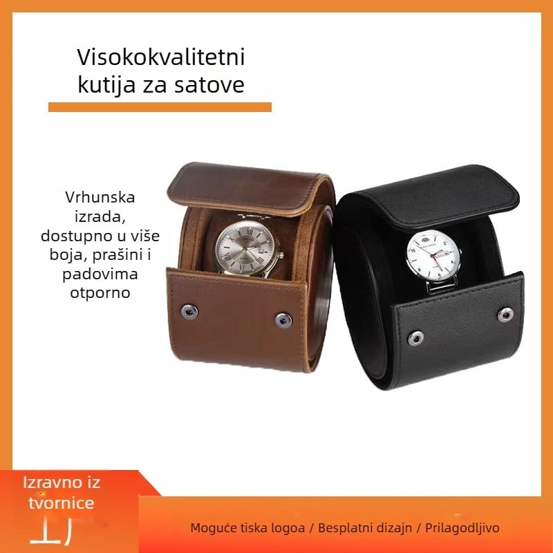 Kožna prijenosna kutija za satove, prijenosna putna kutija za mehaničke satove, otporna na padove, mogući otisak logotipa