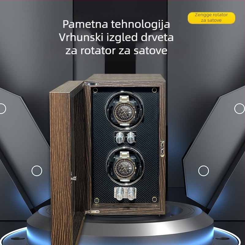 Automatski navijač za satove s drvenim izgledom, rotacijski uređaj za mehaničke satove, model ZG-2B
