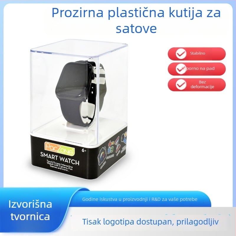 PACZONE kvadratna plastična kutija za satove — prozirna kutija za prikazivanje nakita, pakiranje nakita