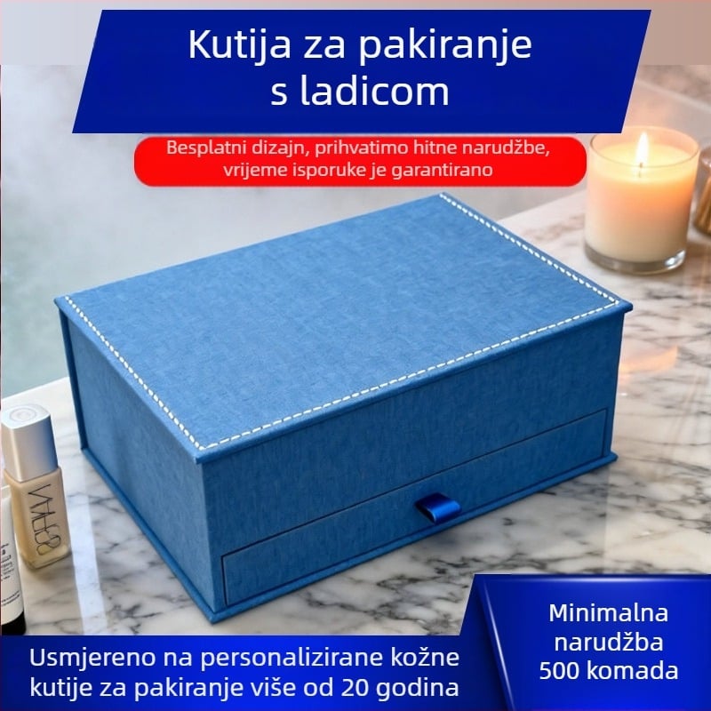 Kožna kutija za nakit s ladicom za prstenje i naušnice – velika kapaciteta