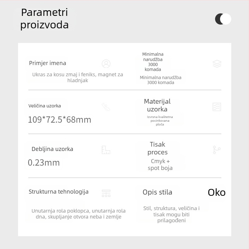 Kutija za satove od limene ploče – kvadratni oblik, offset tisak, prilagodljivo