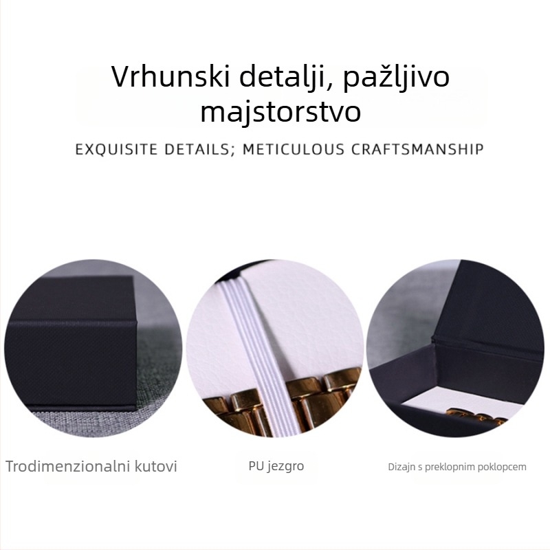 Kutija za sat s magnetskim poklopom, PU karton materijal, darovna ambalaža za nakit, model JL006, Junyu, zlatositotisak