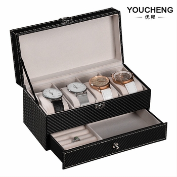 Drvena kutija za satove, 4 odjeljka, dvostruki sloj, skladištenje nakita, marka Excellent Journey