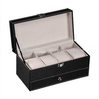 Drvena kutija za satove, 4 odjeljka, dvostruki sloj, skladištenje nakita, marka Excellent Journey