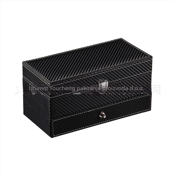 Drvena kutija za satove, 4 odjeljka, dvostruki sloj, skladištenje nakita, marka Excellent Journey