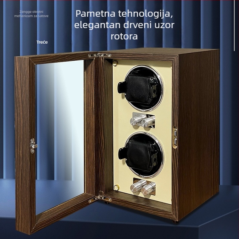 ZG-2W Automatski navijač satova s drvenim uzorkom, za mehaničke satove, kutija za pohranu