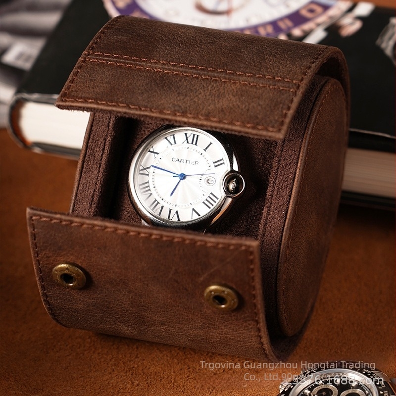 Kožna kutija za satove — kutija za jedan sat, Crazy Horse koža, za muškarce i žene, pakiranje za poklon / nakit / digitalne uređaje