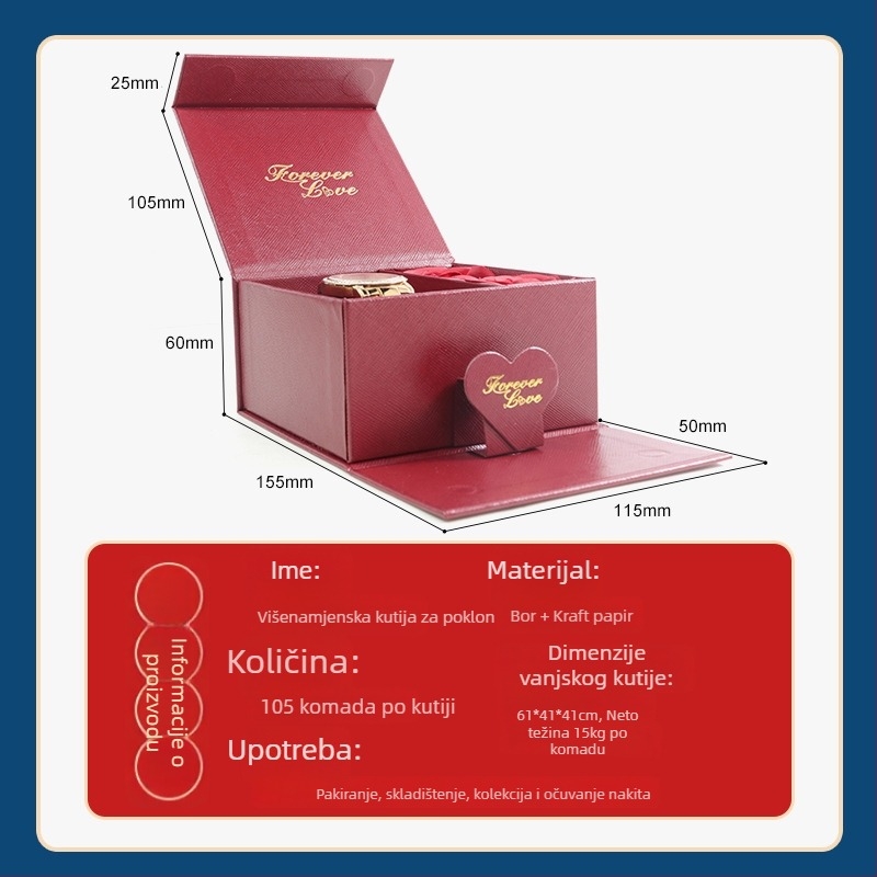 Kutija za poklon za parfem, ruž i nakit | Višenamjenska kutija za pohranu dodataka | Materijal: papir s kožnim premazom; Završna obrada: toplo otiskivanje; Mogućnost prilagodbe; Upotreba: parfem, ruž, nakit, sat
