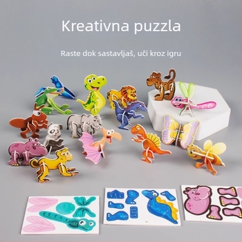 3D puzzle s insektima za djecu, DIY papirnati set, 4-6 godina
