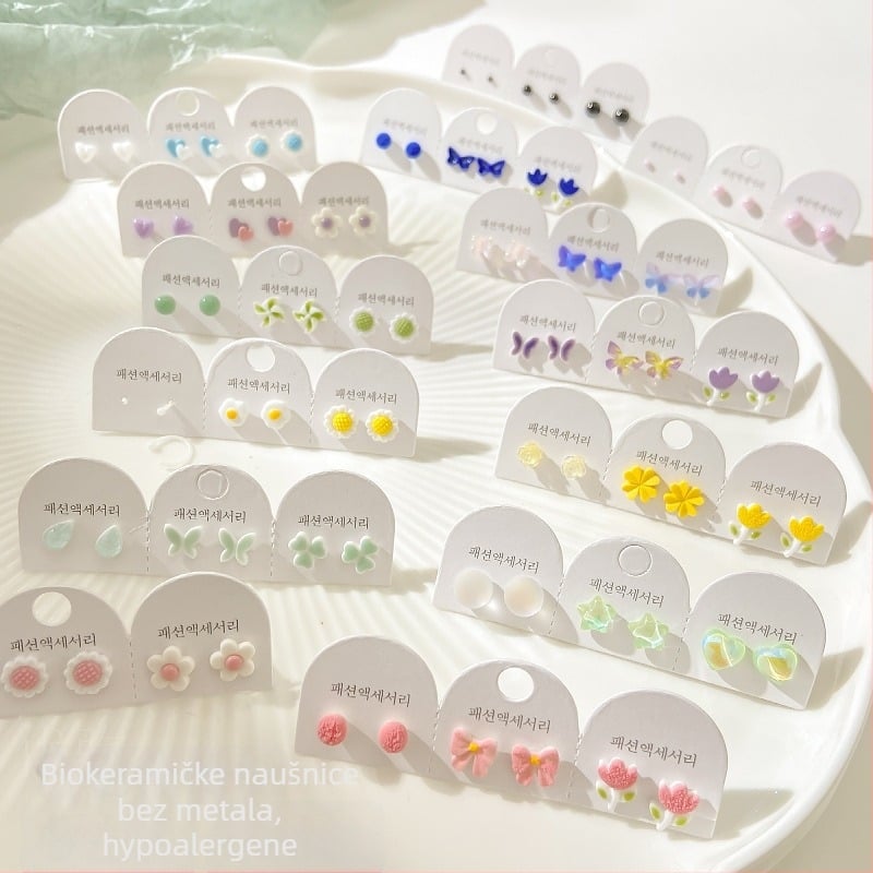 Keramičke naušnice - ručno izrađene, brend Yumi, oblici srce, cvijet, kaplja, za žene